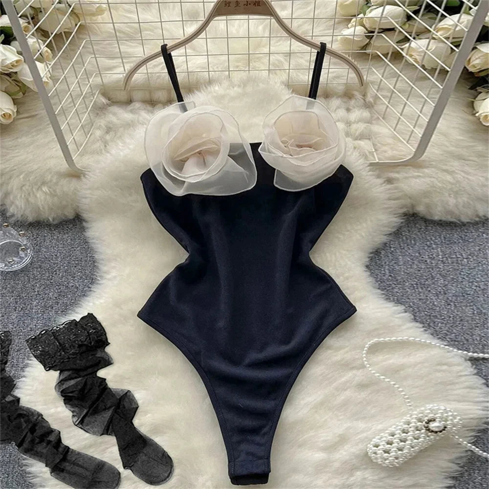 Female Sleevless Halter Playsuits Lace Sheer Open Crotch Lingerie Rompers Women Erotic Hollow Out Sexy Bodysuits Bow Jumpsuit