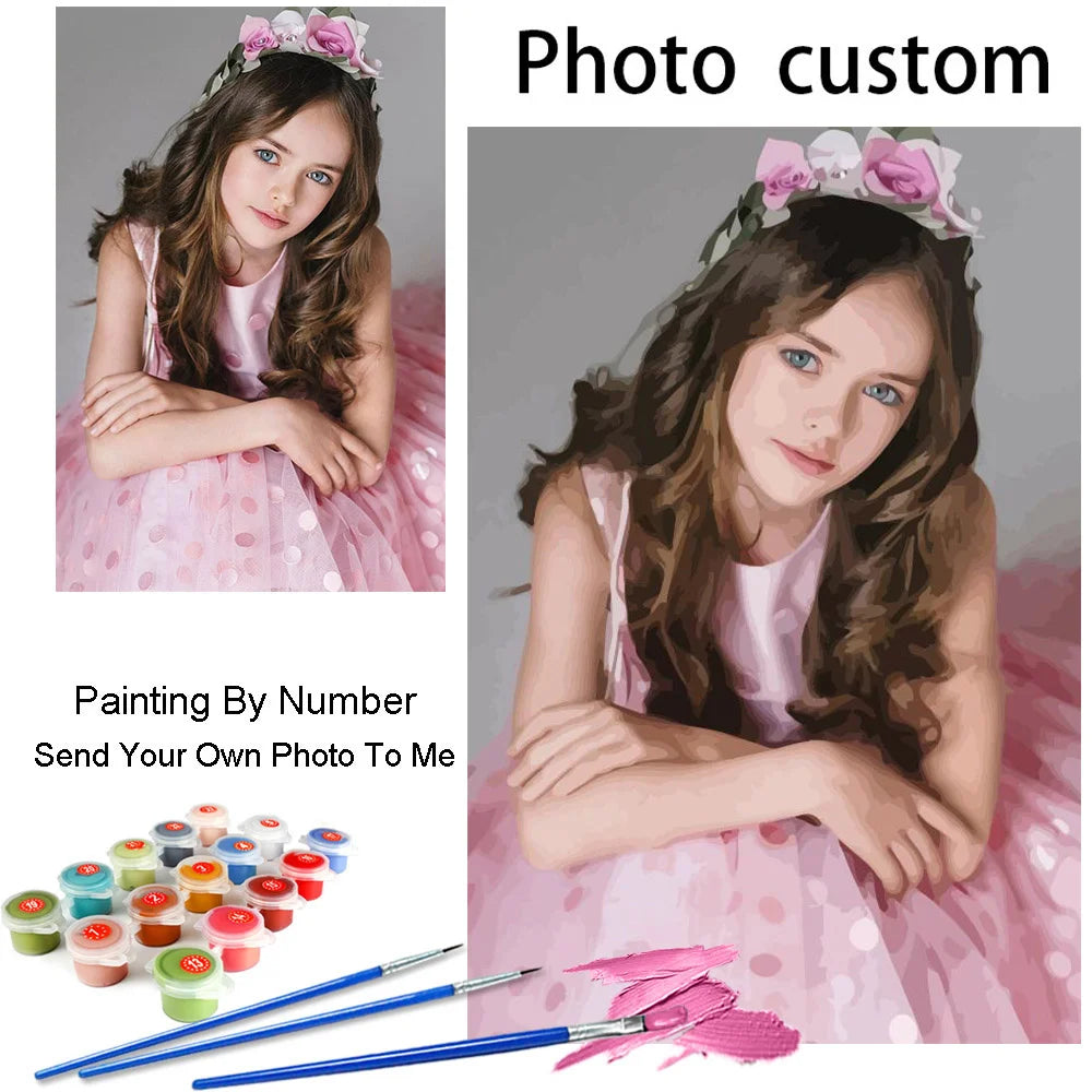 HUACAN Custom Photo Painting By Numbers Kits Couples Travel Hand Painted Diy Gift Home Wall Decoration