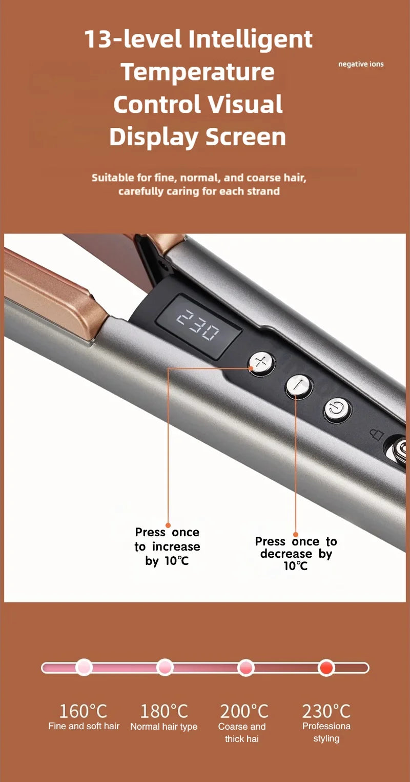2 in 1 Hair Straightener Curling Ionizer with LCD Wide PanelProfessional Ceramic Hair Straightener with adjustable temperature