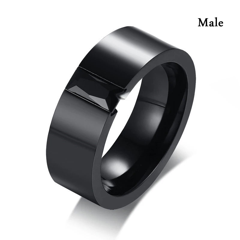 Couple Rings For Women White Rhinestones Zirconia Rings Set Simple CZ Stainless Steel Men Ring Wedding Jewelry For Lover Gifts