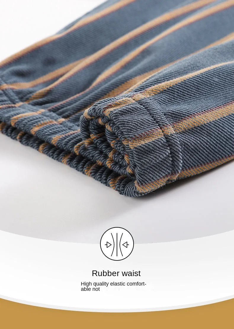 Spring Men's Fall and Winter Long-Sleeved Long Pants Middle-Aged Thin Section of Pajamas Sleepwear Homewear Suit Loungewear