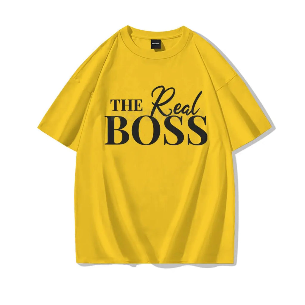 The Boss & The Real Boss Matching T-shirts Couples Matching Outfits Gifts Funny Letter Print Valentine's Day Men Women Clothing
