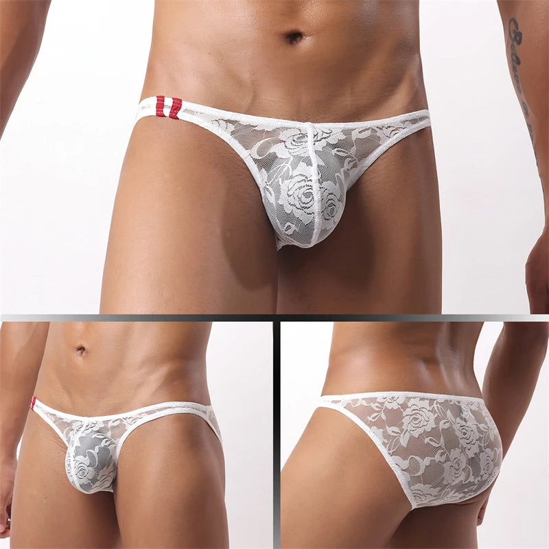 Men's Sexy Lace Briefs – Soft Elastic Intimate Underwear for Men