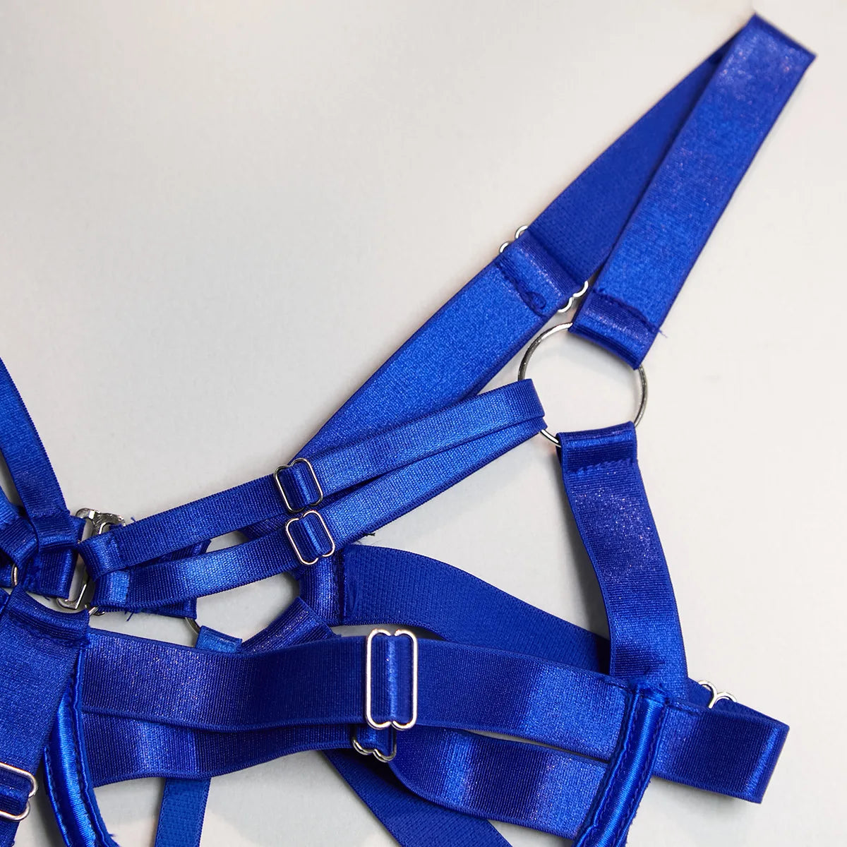 Women's Ribbon Splicing Steel Ring Backless Jumpsuit Underwear Sexy Solid Patchwork Steel Ring Bodysuit Perspective Intimates