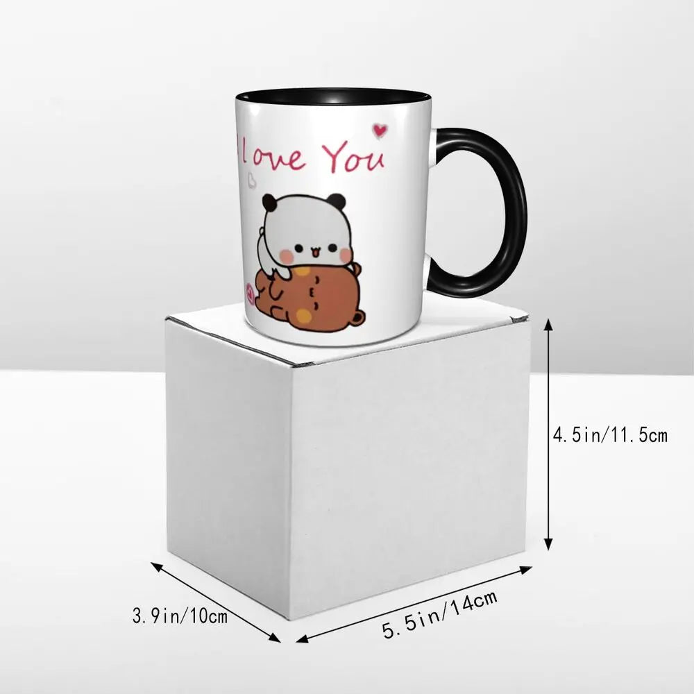 Panda And Brownie Coffee Mug DIY Custom True Love BuBu DuDu Couple Ceramic Mug Cup Creative Present