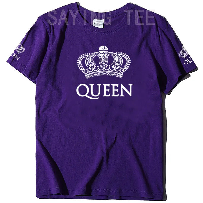 Matching Shirts for Couples Set for Him and Her King Queen T-Shirts Boyfriends Girlfriends Clothes Short Sleeve Graphic Tee Tops
