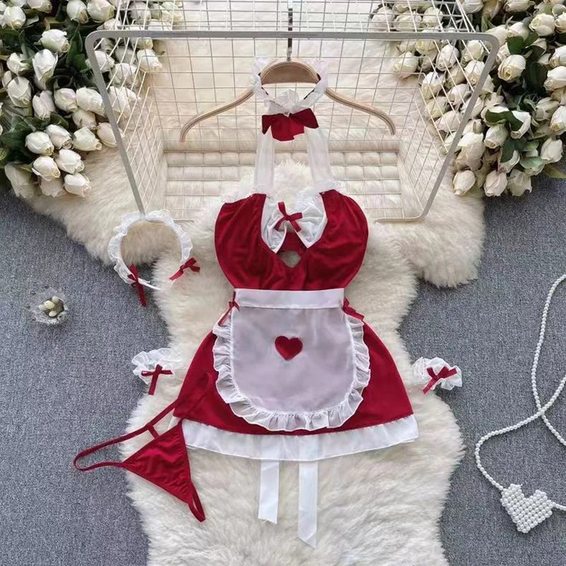 Red Christmas Cosplay Rabbit girl Jumpsuit Sexy Lingerie Belt Women New In Clothing Casual Backless Hollow Out Lace-up Bodysuit