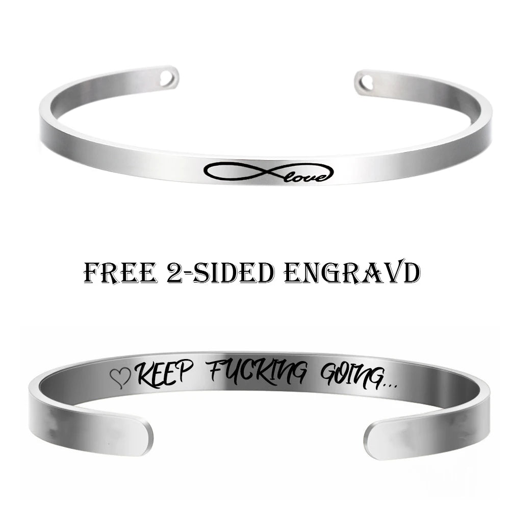 Personnalisé Bracelet for Women Custom Necklace Bar Engraved Name Text Mantra Bangle Cuff Stainless Steel Jewelry for Women Gift