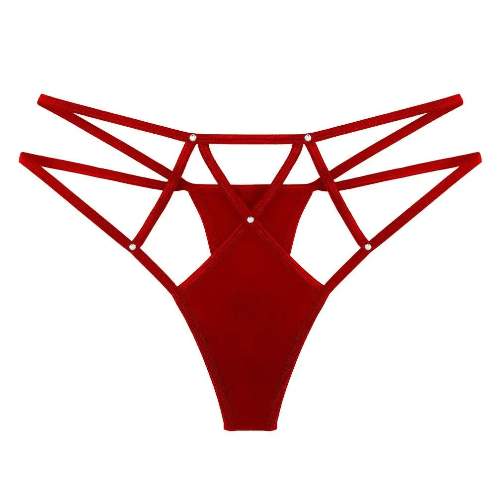 Women's Sexy Lace Hollow Out Thong Panties – Low Rise G-String Underwear | Comfortable Nylon Ice Silk Intimate Wear