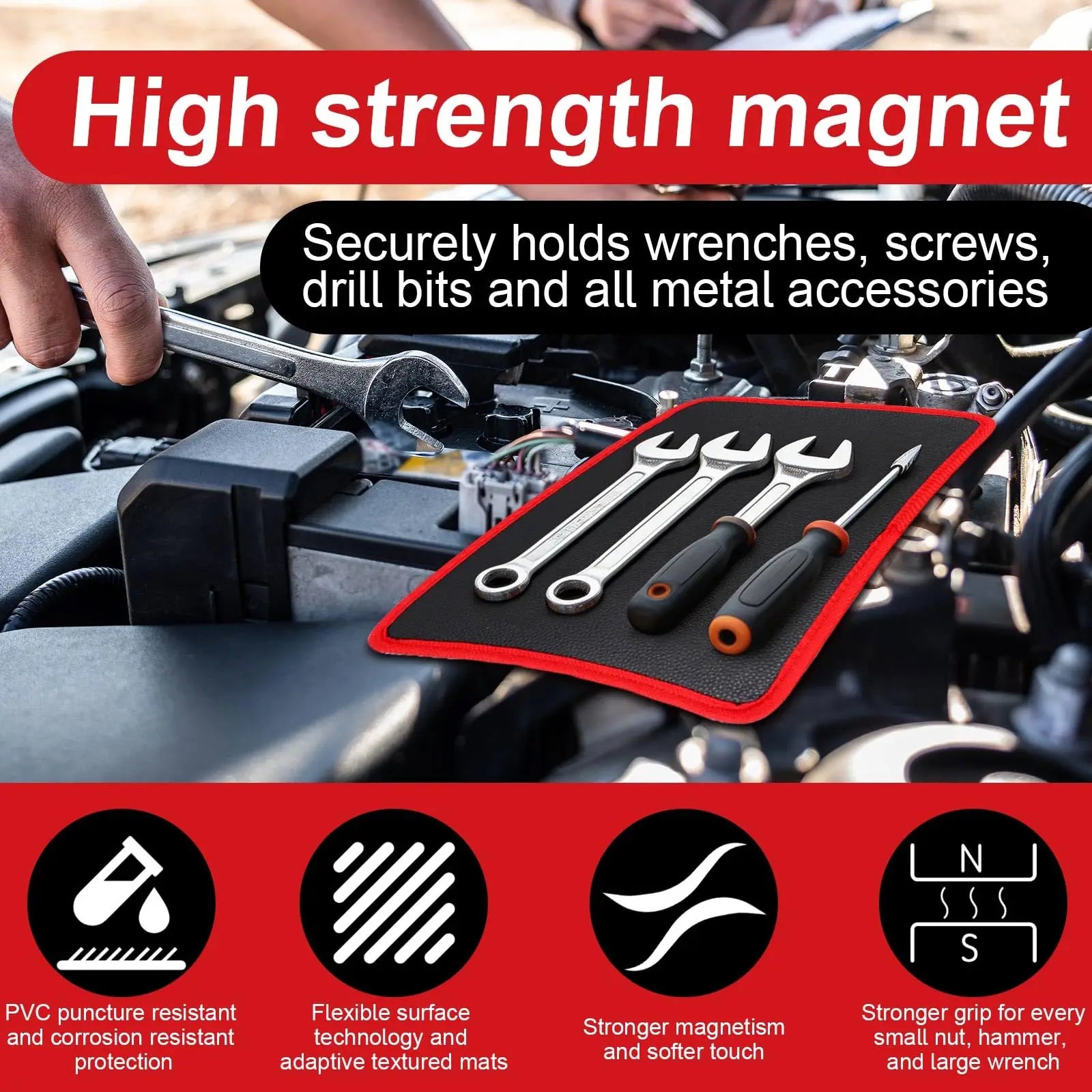 New Magnetic Tool Mat, Space Saving Wall Mount, Quick Organization, Improve Workshop Efficiency, Portable Tool Rack and Pad