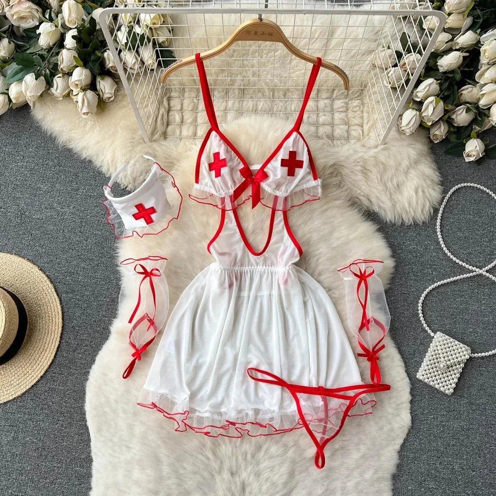 Female Sleevless Halter Playsuits Lace Sheer Open Crotch Lingerie Rompers Women Erotic Hollow Out Sexy Bodysuits Bow Jumpsuit