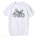 Just Married Couple T Shirt Matching Wedding Tees Newlywed Honeymoon Short Sleeve Cotton Tops for Men Women
