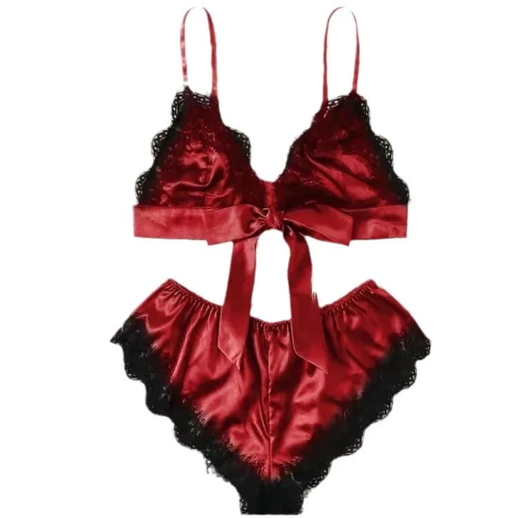 Women's Sexy Pajamas Nightgowns Lingerie Shorts 4-piece Lace Camisole Pajama Set Home Robe Nightgowns Leisure wear