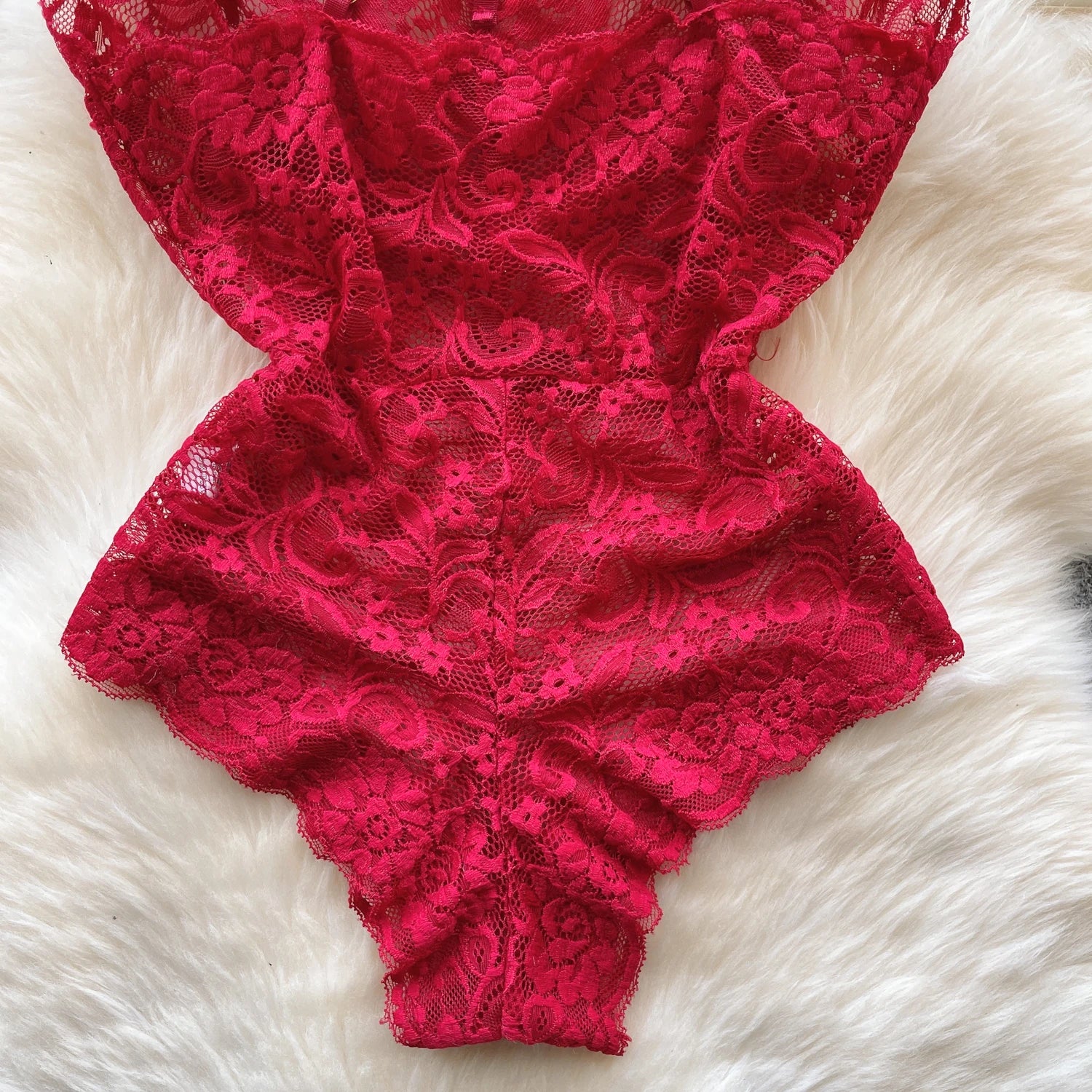 Sexy Lace Strap Jumpsuit Slim Fit Transparent Women's Pajamas Halter Playsuit Erotic Lingerie Catsuit Backless Hollowed Bodysuit