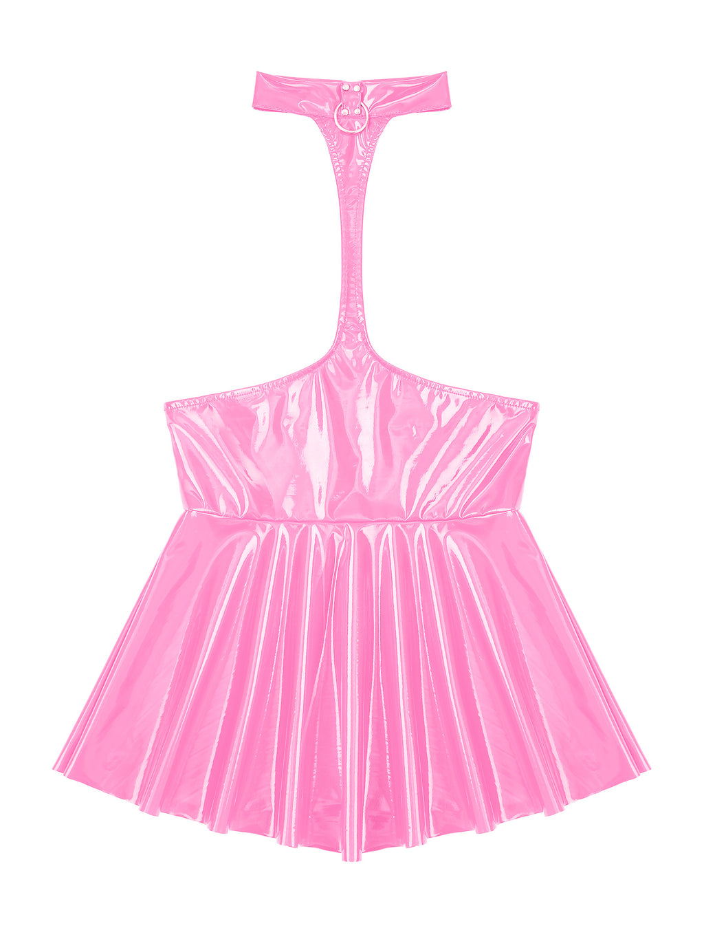 Women Mini Dress Female Sexy Lingerie Backless Open Chest Halter Ruffled Latex Skirt Pole Dance Party Nightclub Costume XXXXL