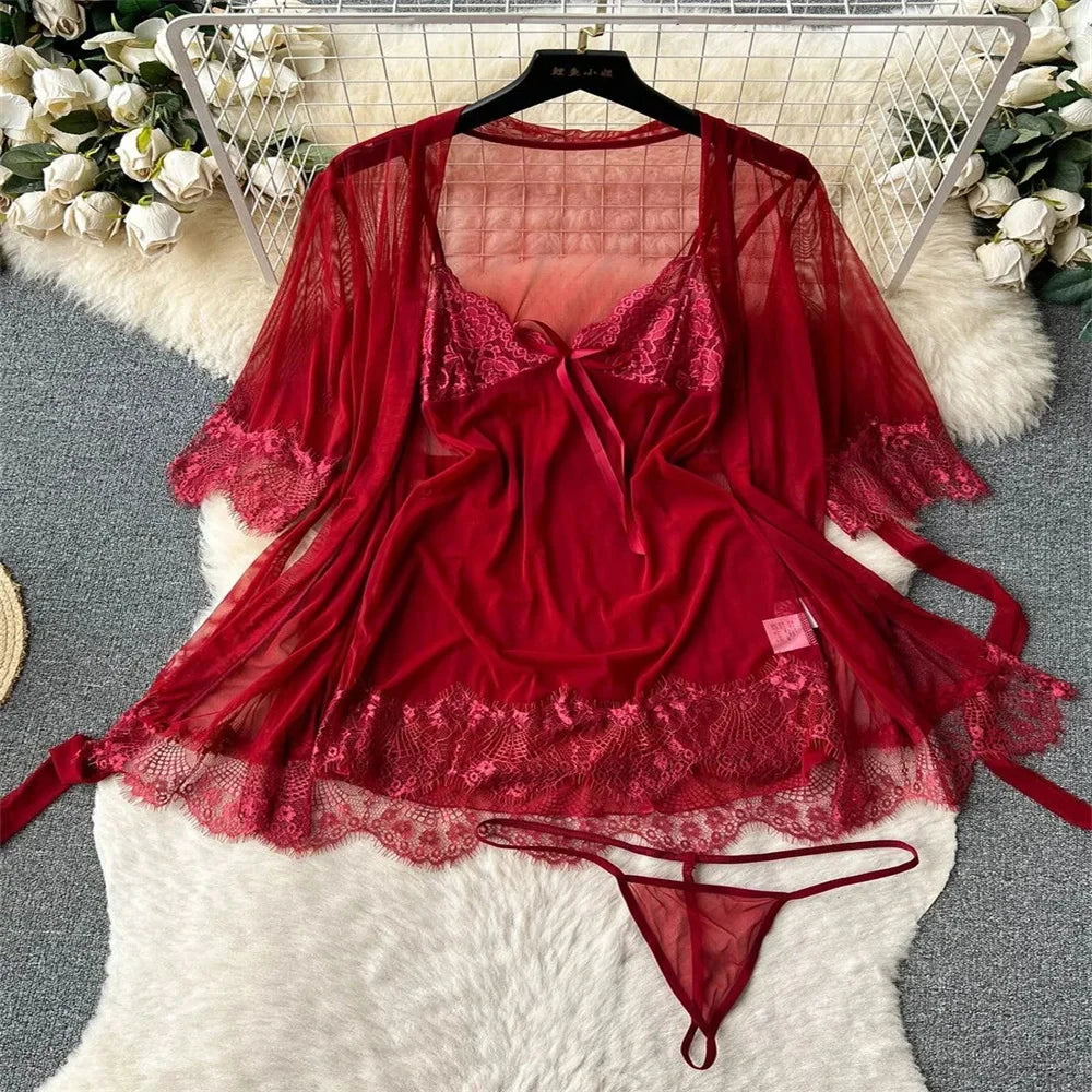 Female Sleevless Halter Playsuits Lace Sheer Open Crotch Lingerie Rompers Women Erotic Hollow Out Sexy Bodysuits Bow Jumpsuit