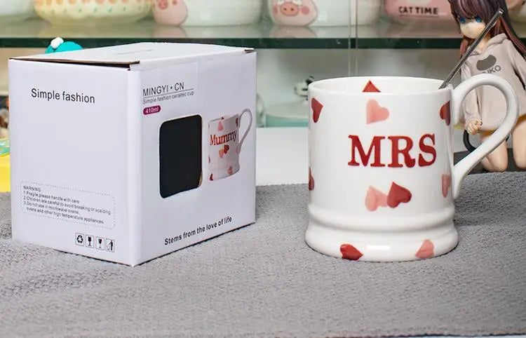 Creative Mr Mrs Coffee Mug Creative Dot Love Ceramic Cup for Couple Girl Drinking Water Cup Wedding Gift 400ml