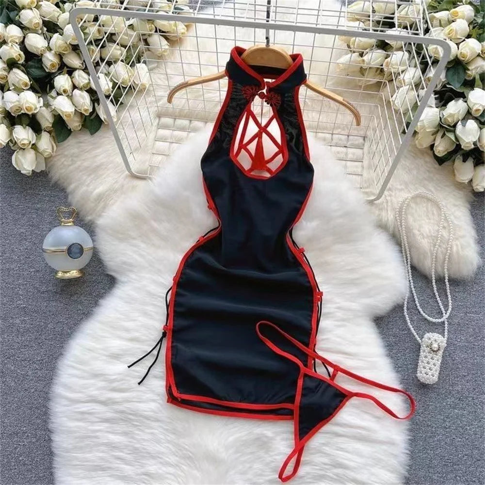 Sexy Cute Sweet Lace Backless Jumpsuit Women Slim Fit Bodysuit Girl Strap Bow knot Cosplay Hot Sweet Bow Ribbon Lingerie Dress