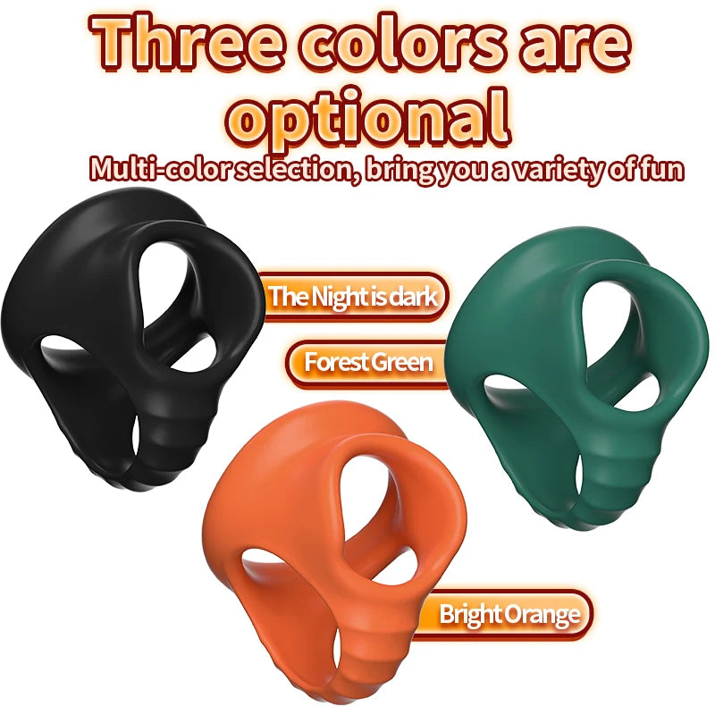 Reusable Silicone Penis Ring Delay Ejaculation Ball Scrotum Stretcher Triple Cockring Testicle Semen Lock BDSM Sex Toy for Men