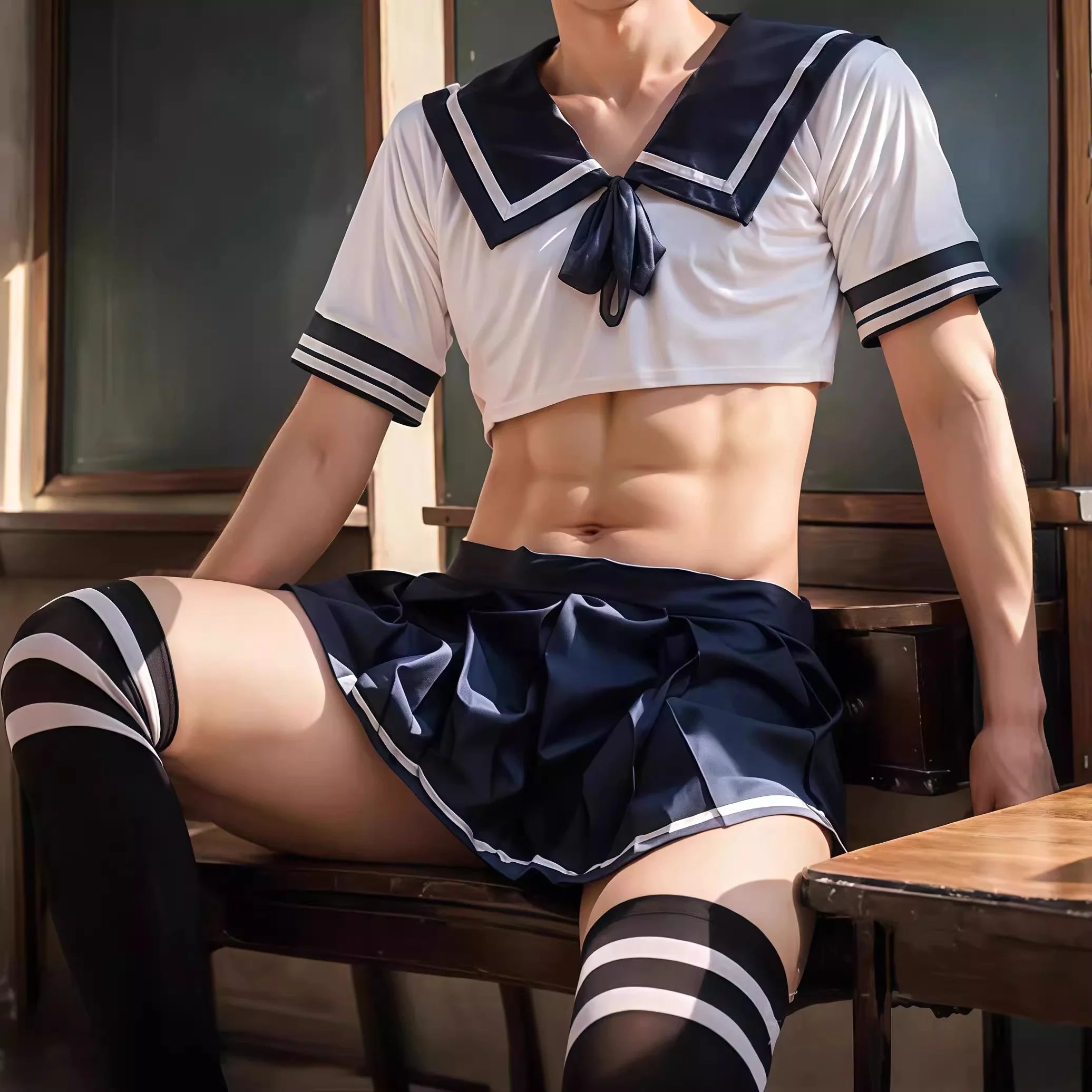Men's Maid Lingerie Costume Set – Roleplay Cosplay Outfit for Cross-Dressing & Gender Expression | Plus Size Available