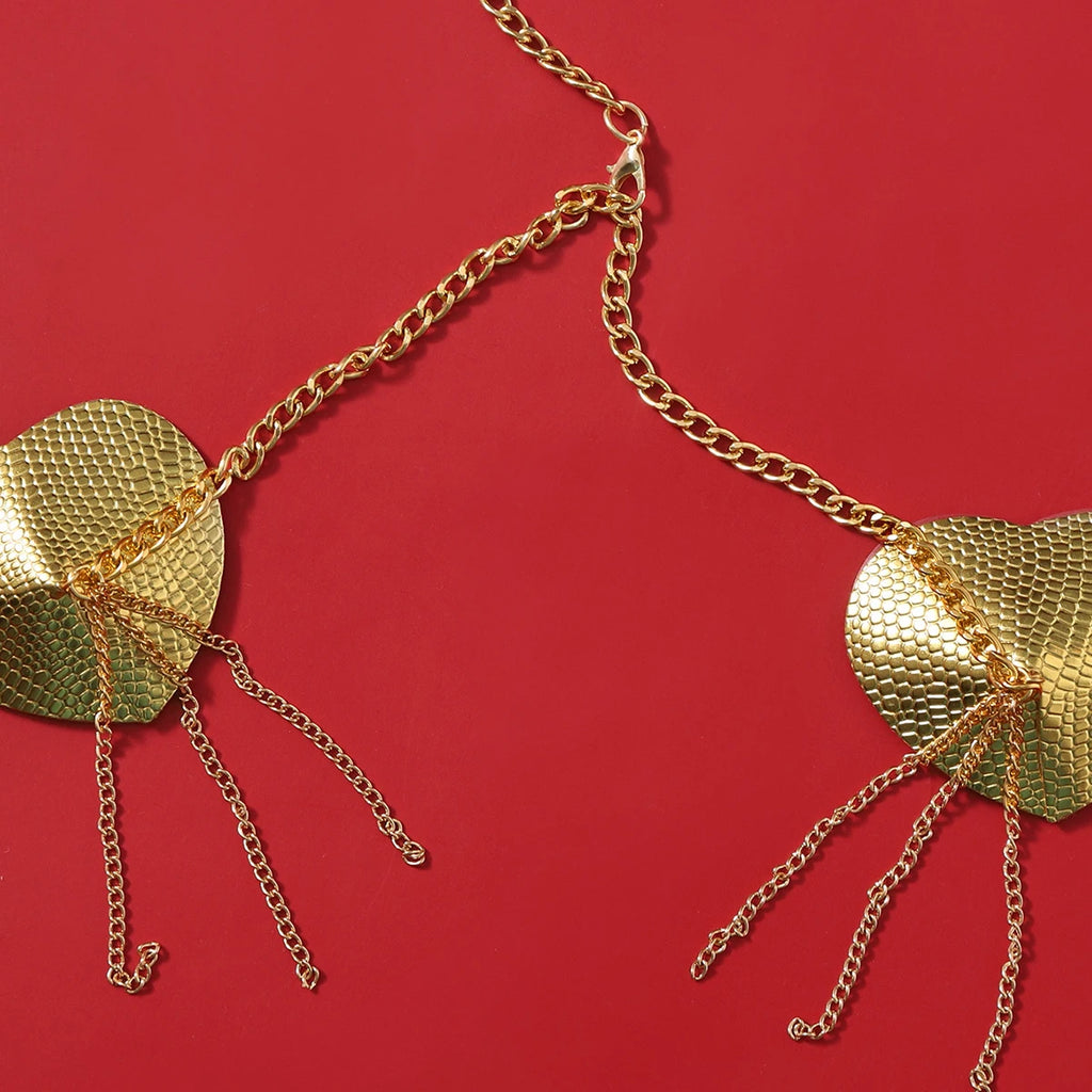 Sexy Metal Chain Linked Nipple Cover With Choker Nipple Pasties  Reusable Women Bondage Choker Collar Body Chain Sex Games Toys