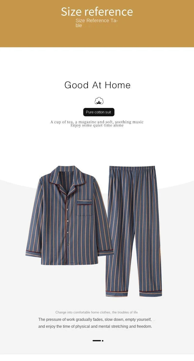 Spring Men's Fall and Winter Long-Sleeved Long Pants Middle-Aged Thin Section of Pajamas Sleepwear Homewear Suit Loungewear