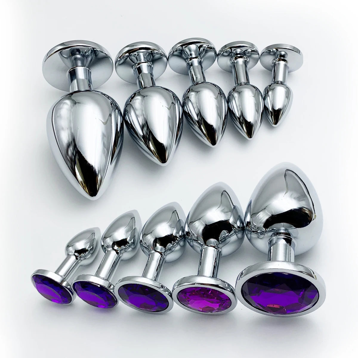 Metal Anal Plug Set with Jewel Base – 5 Sizes for Beginners to Advanced