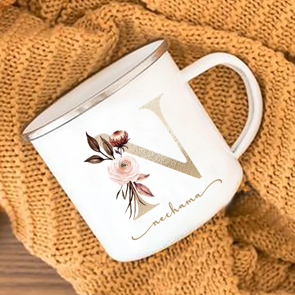 Floral Print Mugs Custom Name Coffee Juice Cups Wedding Bachelor Party Wine Cup Bridesmaid Bride Valentine's Day Christmas Gifts