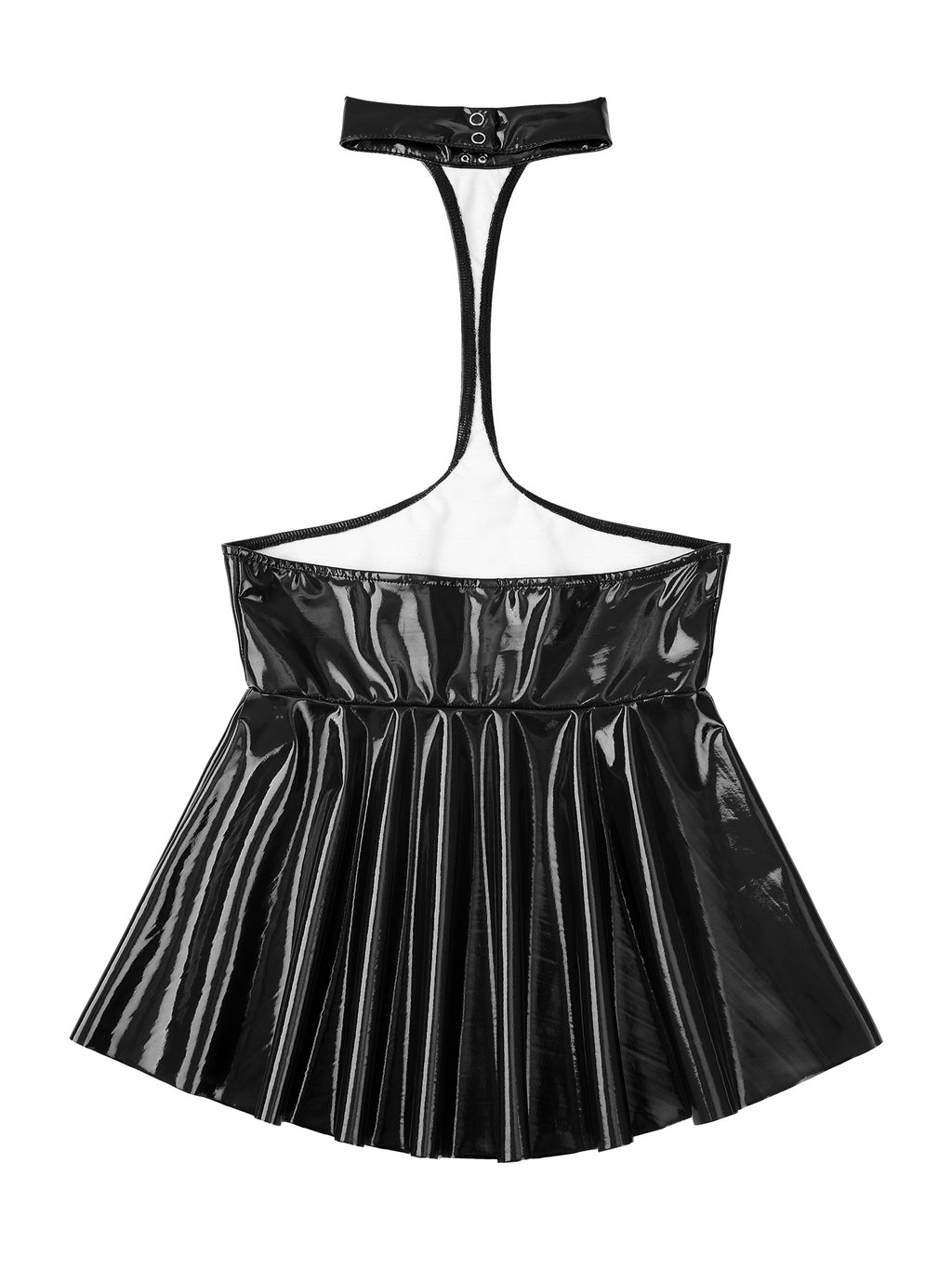 Women Mini Dress Female Sexy Lingerie Backless Open Chest Halter Ruffled Latex Skirt Pole Dance Party Nightclub Costume XXXXL