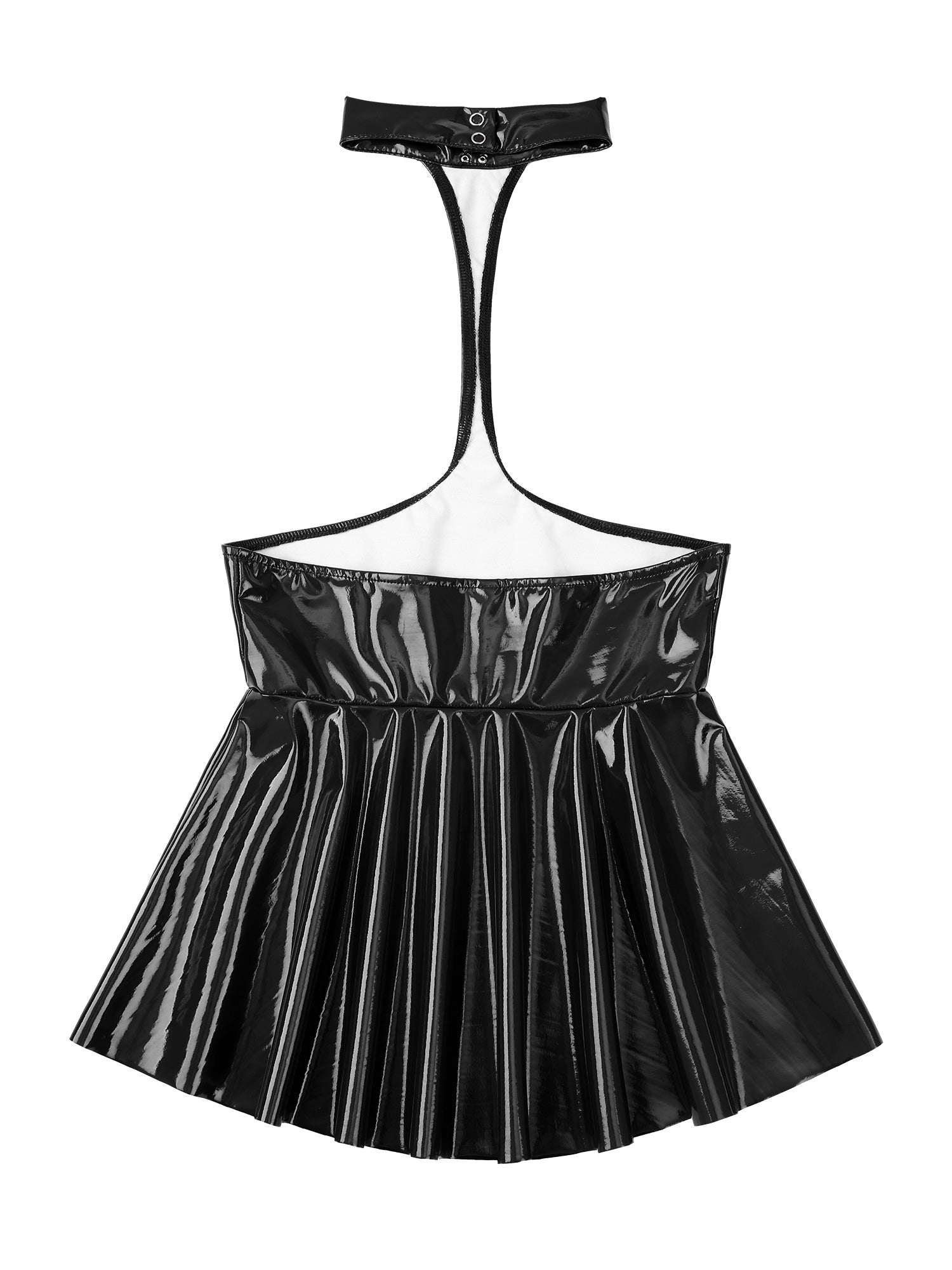 Women Mini Dress Female Sexy Lingerie Backless Open Chest Halter Ruffled Latex Skirt Pole Dance Party Nightclub Costume XXXXL