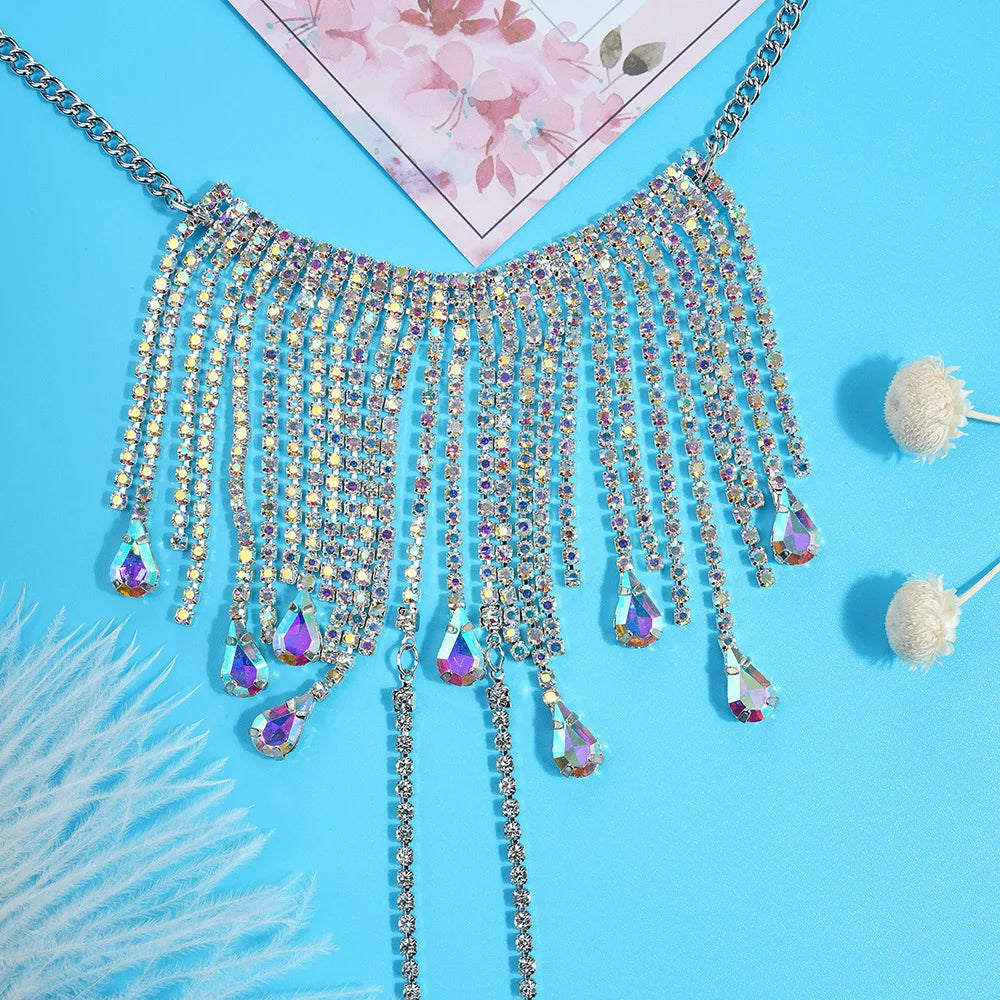 Sexy Metal Chain Linked Nipple Cover With Choker Nipple Pasties  Reusable Women Bondage Choker Collar Body Chain Sex Games Toys
