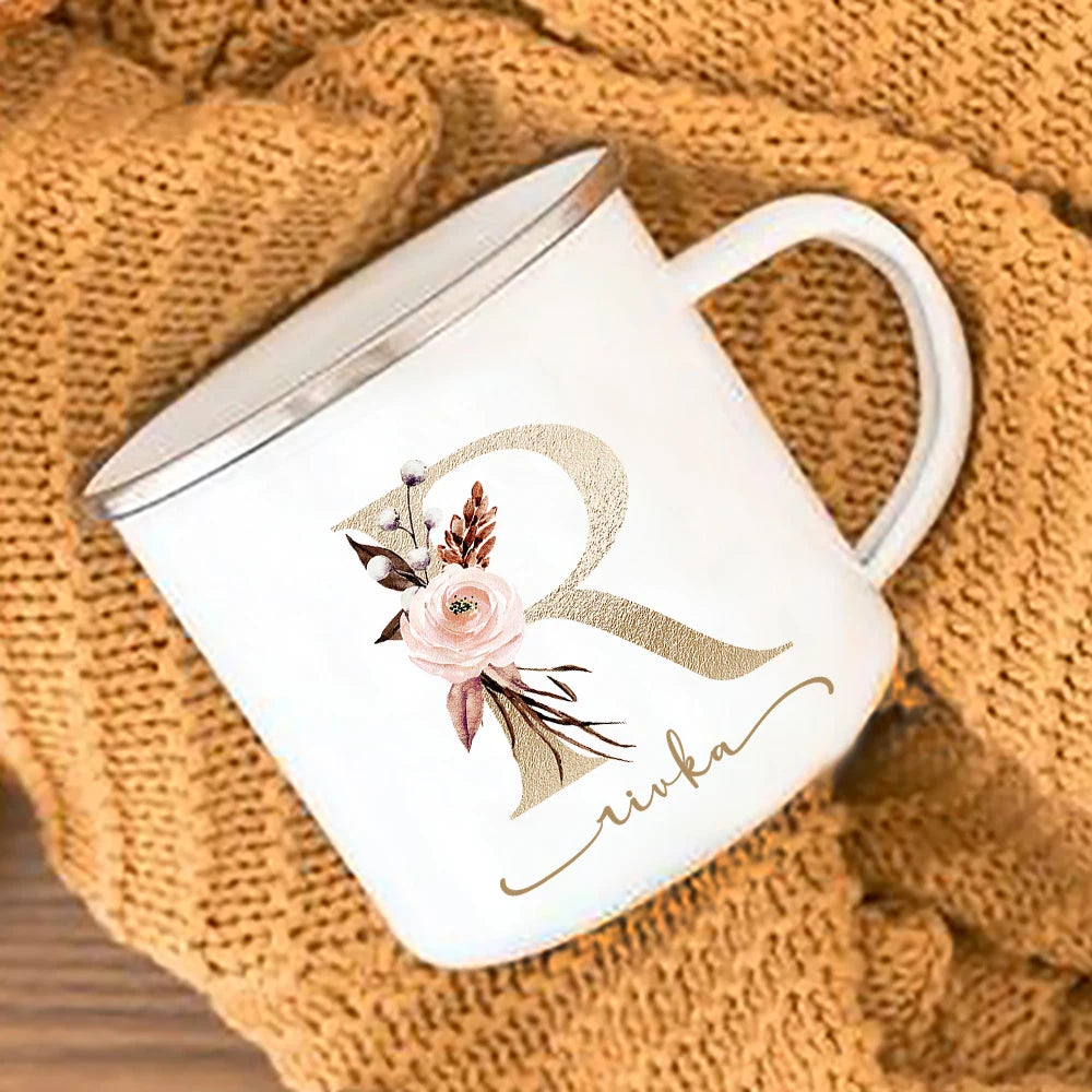 Floral Print Mugs Custom Name Coffee Juice Cups Wedding Bachelor Party Wine Cup Bridesmaid Bride Valentine's Day Christmas Gifts