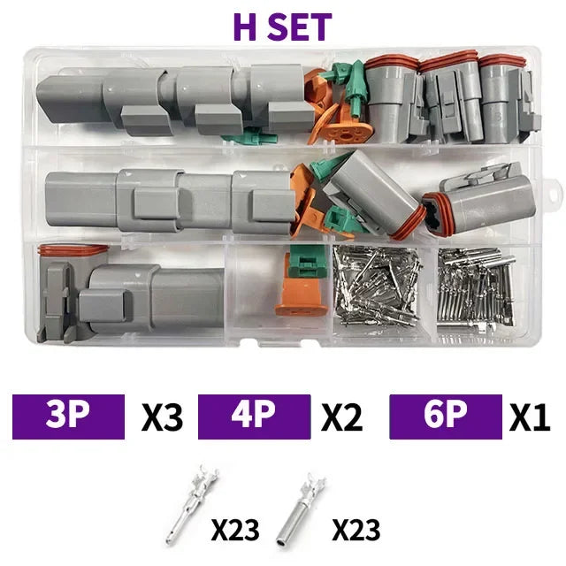DT Series Deutsch Waterproof Connector Kit Repair Tool Portable Box Suit DT06-2/3/4/6/8/12S DT04-2/3/4/6/8/12P Terminal & Pliers