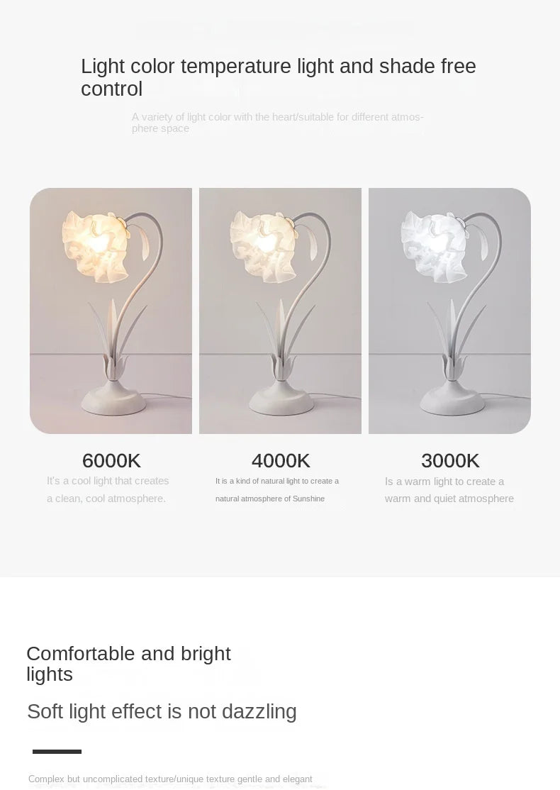 Romantic Flower LED Desk Lamp, Lace Petal Bedside Lamp, Adjustable Light, Suitable for Aesthetic Decoration in Girls' Bedrooms