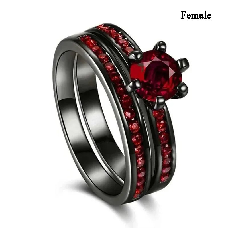 Couple Rings For Women White Rhinestones Zirconia Rings Set Simple CZ Stainless Steel Men Ring Wedding Jewelry For Lover Gifts