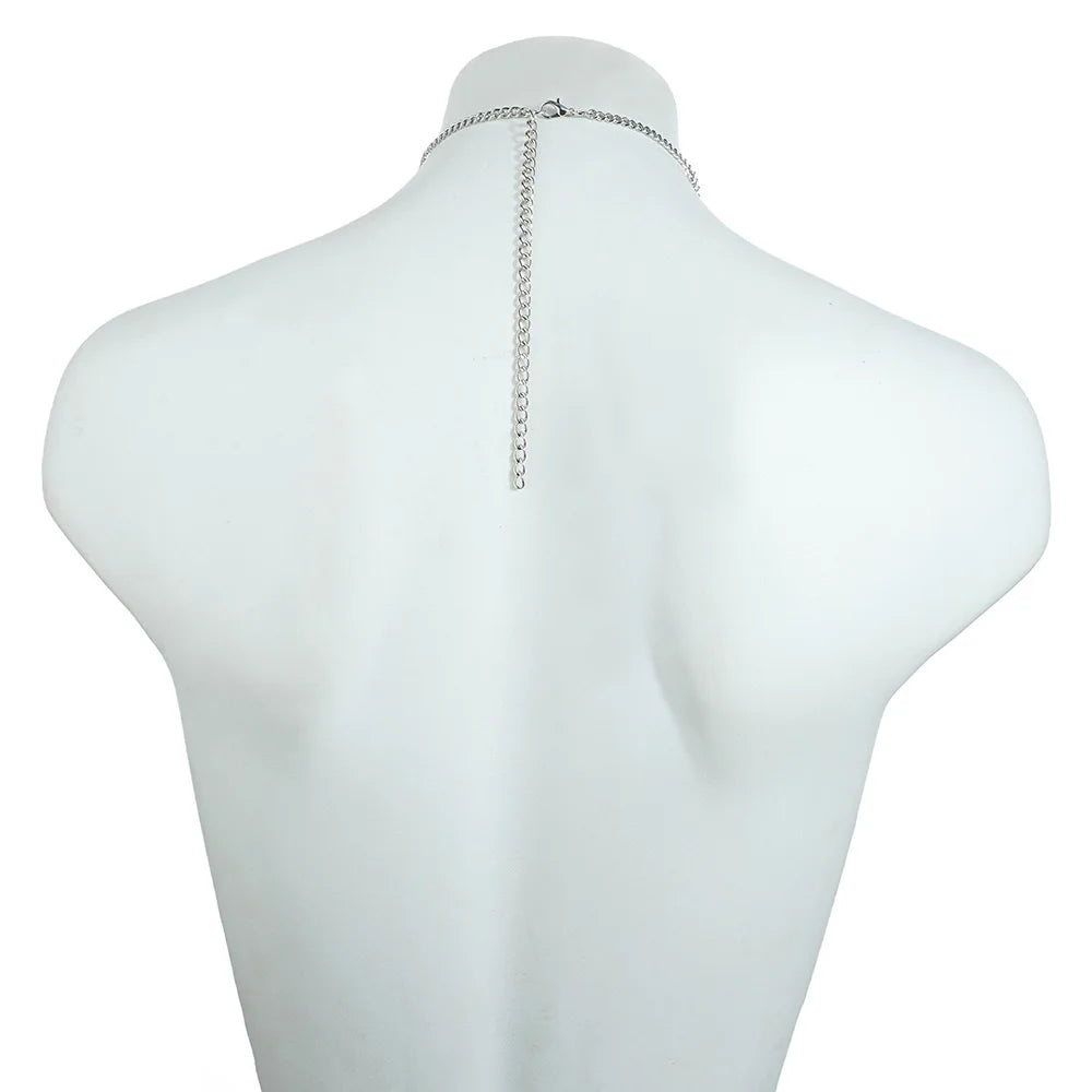 Sexy Metal Chain Linked Nipple Cover With Choker Nipple Pasties  Reusable Women Bondage Choker Collar Body Chain Sex Games Toys