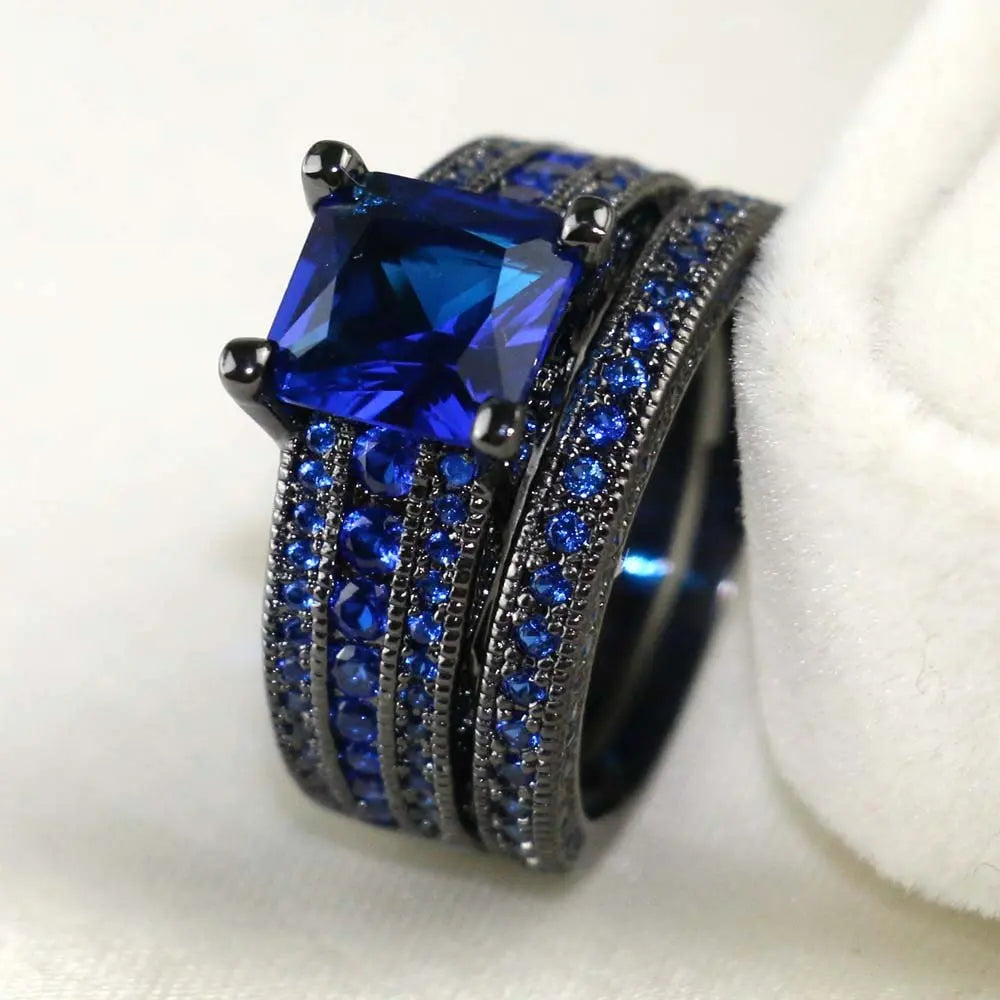 Couple Rings For Women White Rhinestones Zirconia Rings Set Simple CZ Stainless Steel Men Ring Wedding Jewelry For Lover Gifts