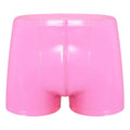 Mens Patent Leather Shorts Dance Performance Clubwear Wet Look Pants Elastic Waistband ShortsBulge Pouch Boxer Briefs Shorts