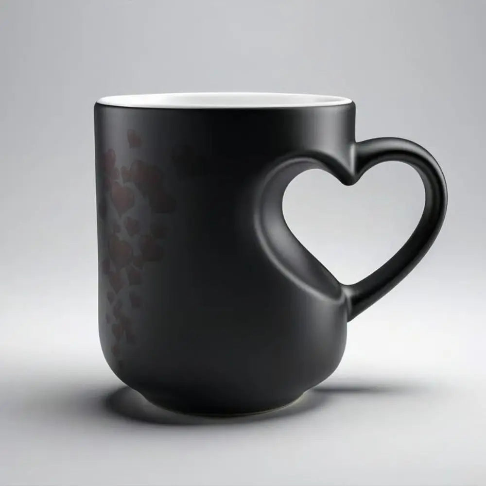 Creative Ceramic Color Changing Mug Heart-Shaped Thermochromic Reveal Coffee Mug 11oz Coffee Cup for Home&Office