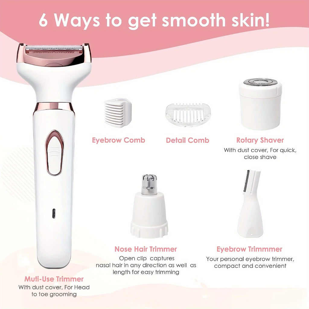HOMEFISH 4 in 1 Electric Razor for Shaver Lady Shaver Body for Armpit Bikini Arm Leg Face Mustache Portable Painless