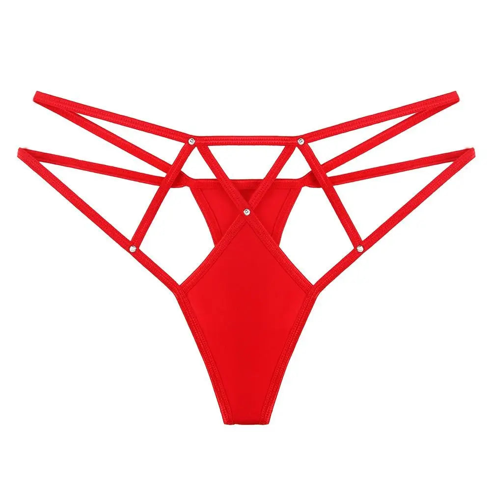 Women's Sexy Lace Hollow Out Thong Panties – Low Rise G-String Underwear | Comfortable Nylon Ice Silk Intimate Wear