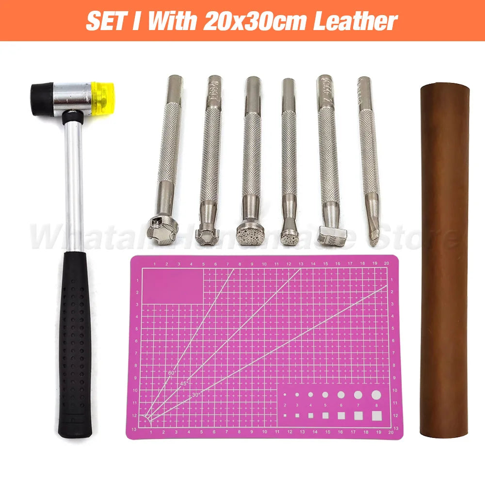 Professional Hand Sewing Leathercraft Tools Kit Saddle Groover Stitching Punch Carving Work Sets Tool For DIY Leather Accessory