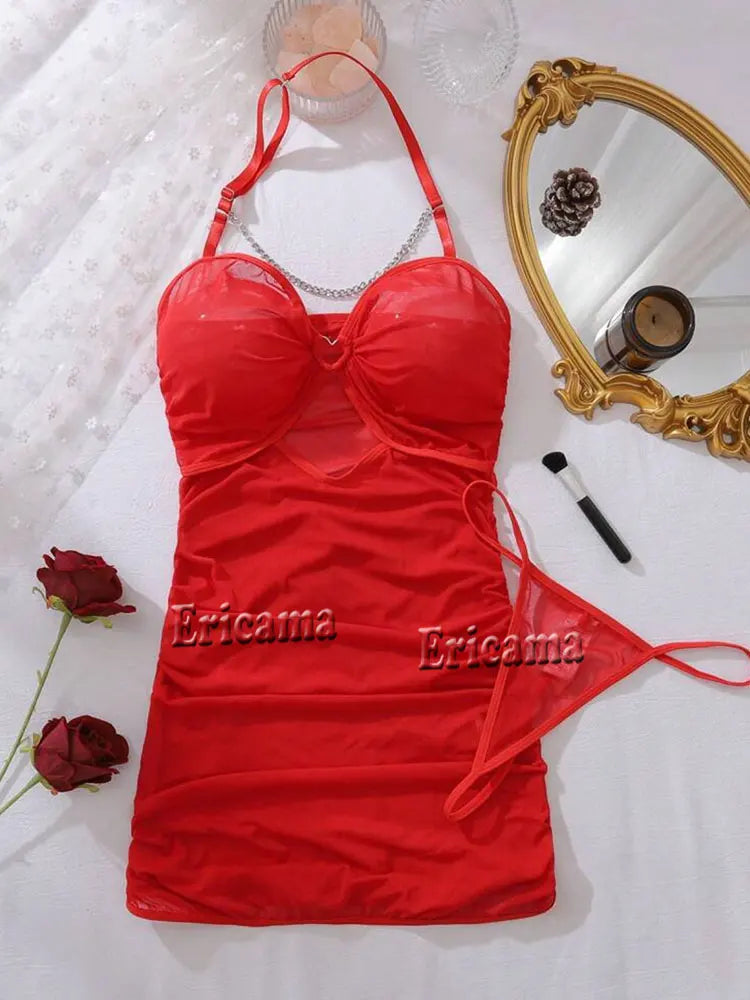 Women's Underwear Sexy Lingerie Set Erotic Bra Nightdress Sexy Lace Sleepwear Solid Slim Soft Dresses Erotic Sleepwear & Dresses