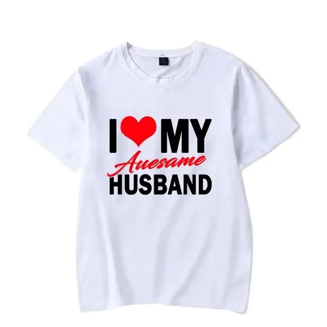 I Love My Awesome Wife Husband T Shirts Women Honeymoon Couple Outfits Dating Couples Anniversary Gifts Men