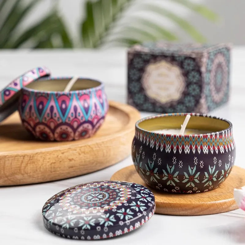 1/4PCS Vintage Scented Candles Soy Wax Candle Jars Flower Fragrance Scent Candle Wedding Ceremony Birthday Gifts Home Decoration