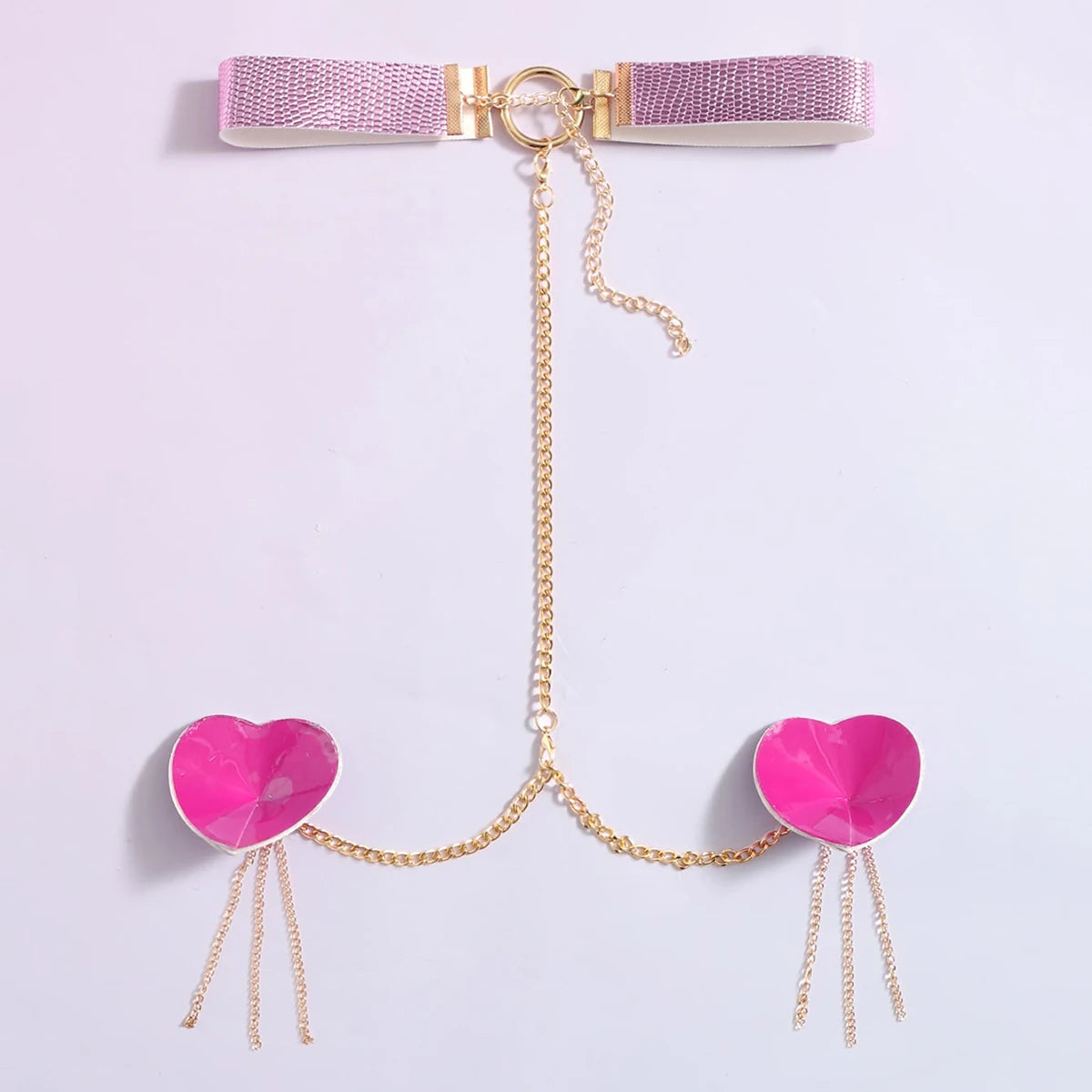 Sexy Metal Chain Linked Nipple Cover With Choker Nipple Pasties  Reusable Women Bondage Choker Collar Body Chain Sex Games Toys