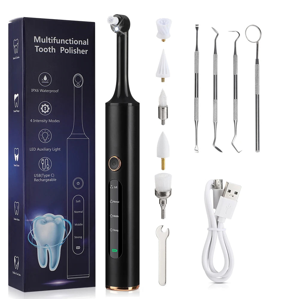 4 Modes Electric Tooth Polisher Teeth Whitening Strips Kit Plaque Calculus Tartar Remover Dental Stone Cleaner Dental Scaler