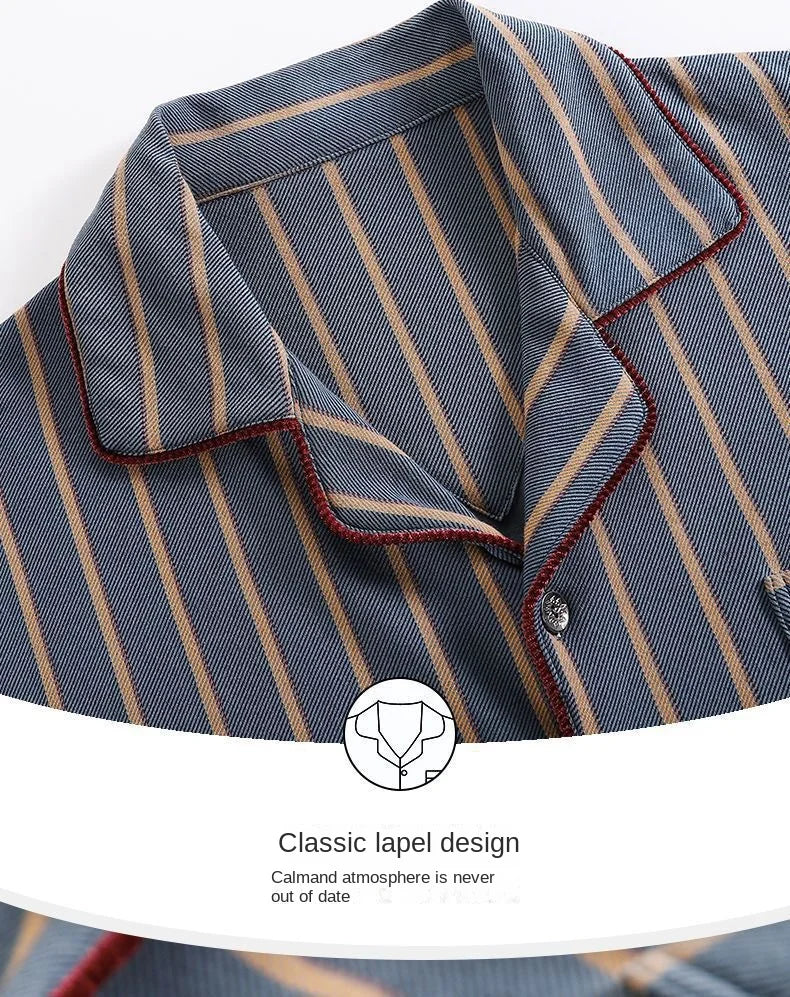 Spring Men's Fall and Winter Long-Sleeved Long Pants Middle-Aged Thin Section of Pajamas Sleepwear Homewear Suit Loungewear