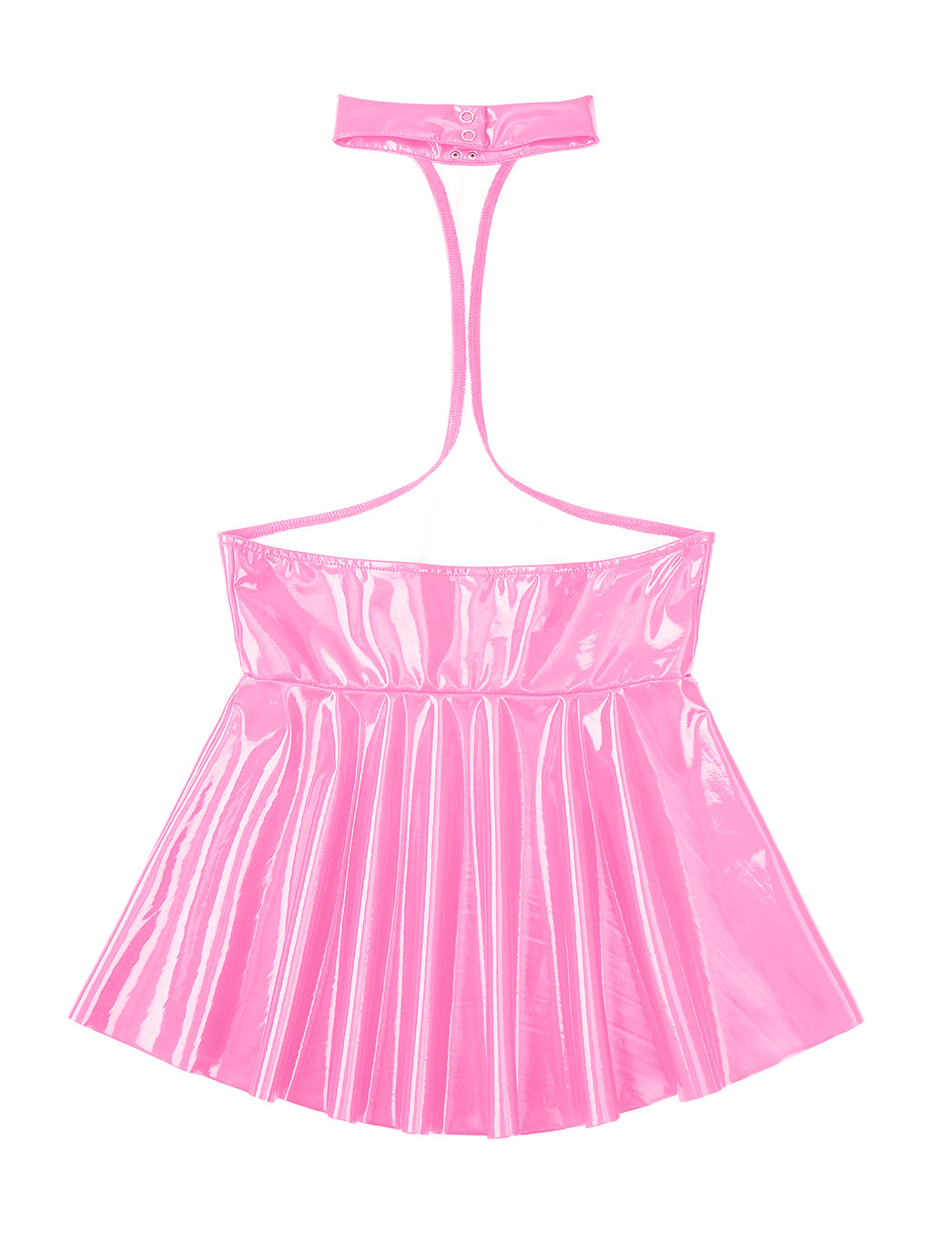 Women Mini Dress Female Sexy Lingerie Backless Open Chest Halter Ruffled Latex Skirt Pole Dance Party Nightclub Costume XXXXL