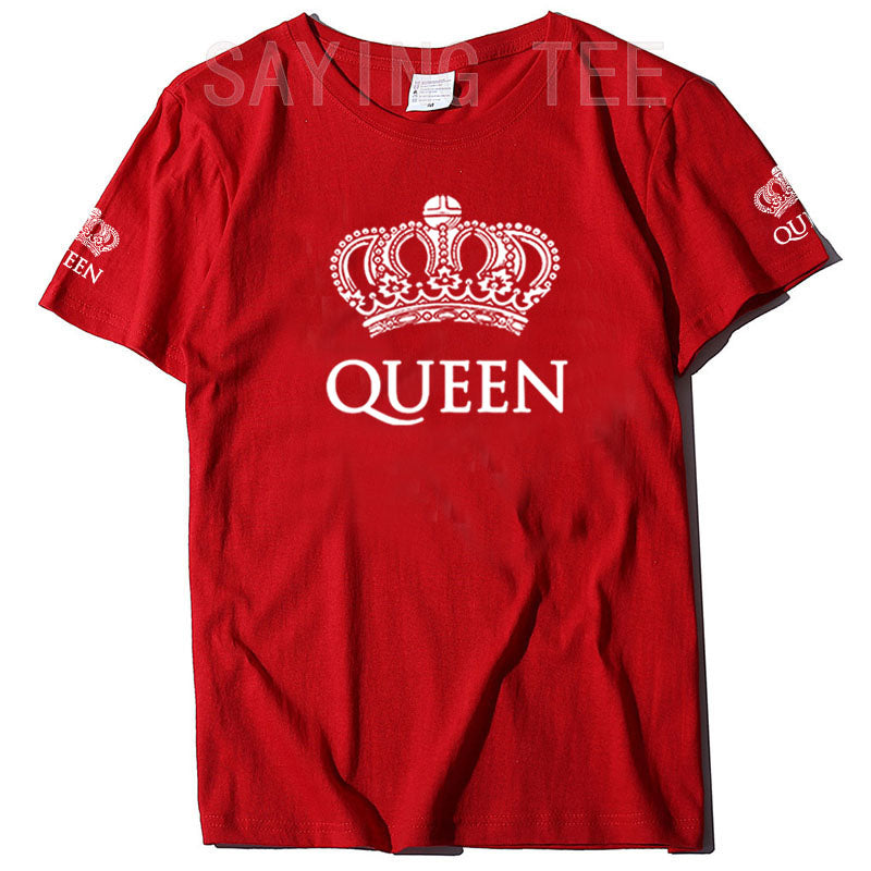 Matching Shirts for Couples Set for Him and Her King Queen T-Shirts Boyfriends Girlfriends Clothes Short Sleeve Graphic Tee Tops